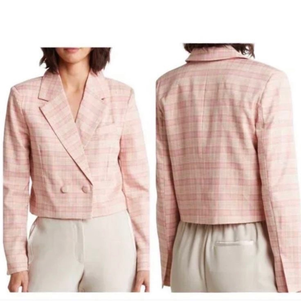 7 For All Mankind Pink Crop Blazer